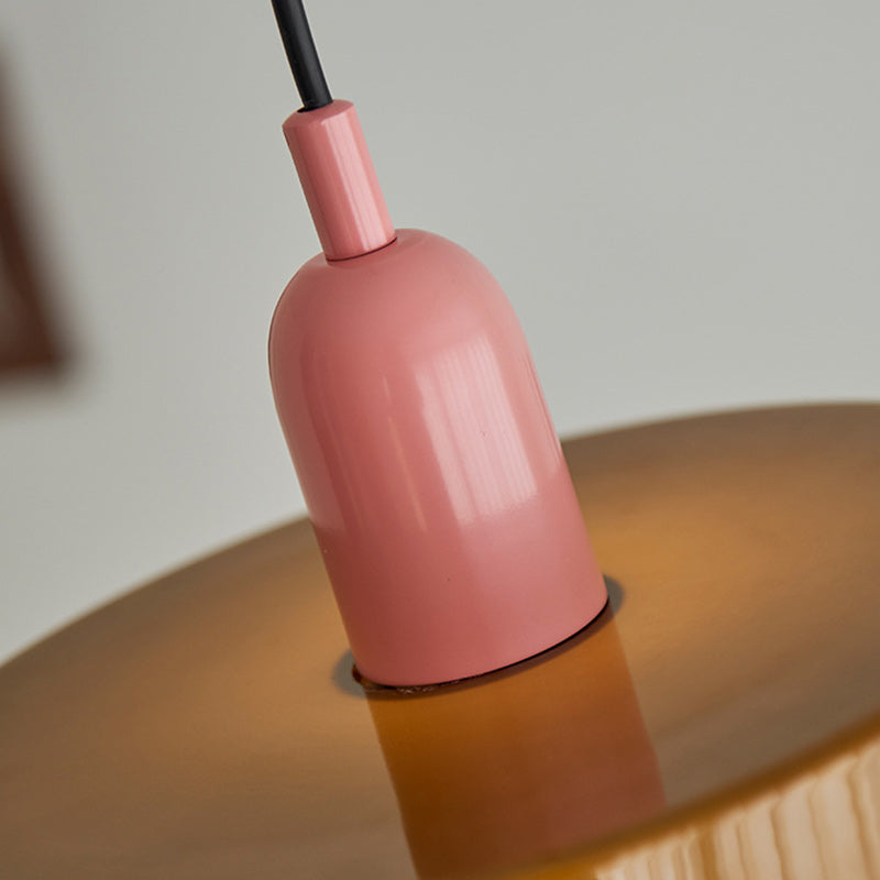 Moderne Mid-Century Eisen Glas Scheibe 1-Licht Pendelleuchte für Wohnzimmer 