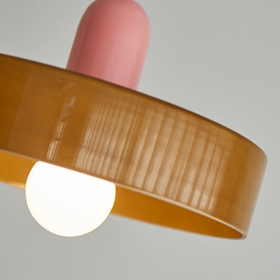 Moderne Mid-Century Eisen Glas Scheibe 1-Licht Pendelleuchte für Wohnzimmer 