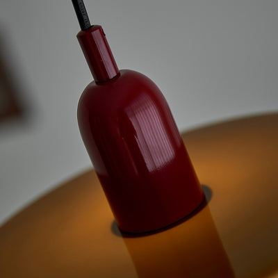 Moderne Mid-Century Eisen Glas Scheibe 1-Licht Pendelleuchte für Wohnzimmer 