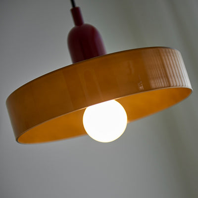 Moderne Mid-Century Eisen Glas Scheibe 1-Licht Pendelleuchte für Wohnzimmer 