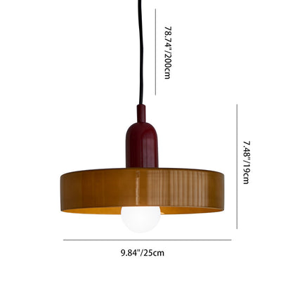 Moderne Mid-Century Eisen Glas Scheibe 1-Licht Pendelleuchte für Wohnzimmer 