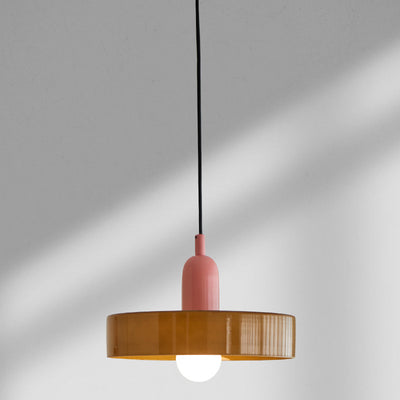 Moderne Mid-Century Eisen Glas Scheibe 1-Licht Pendelleuchte für Wohnzimmer 