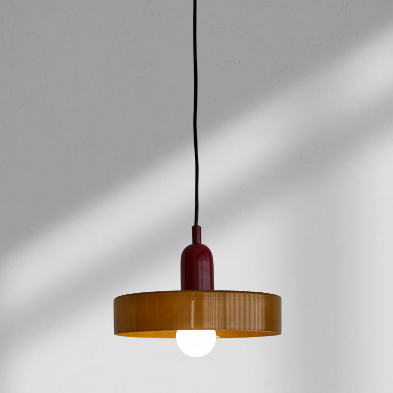 Moderne Mid-Century Eisen Glas Scheibe 1-Licht Pendelleuchte für Wohnzimmer 