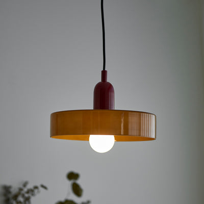 Moderne Mid-Century Eisen Glas Scheibe 1-Licht Pendelleuchte für Wohnzimmer 