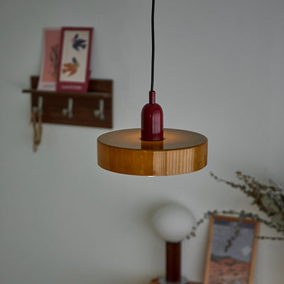 Moderne Mid-Century Eisen Glas Scheibe 1-Licht Pendelleuchte für Wohnzimmer 