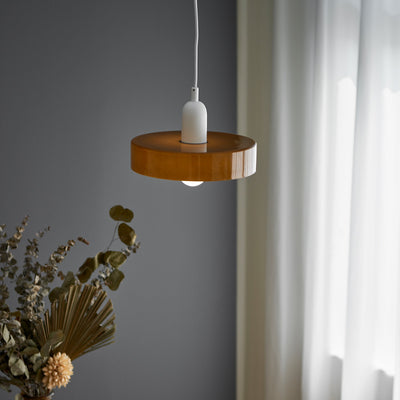 Moderne Mid-Century Eisen Glas Scheibe 1-Licht Pendelleuchte für Wohnzimmer 