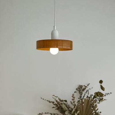Moderne Mid-Century Eisen Glas Scheibe 1-Licht Pendelleuchte für Wohnzimmer 