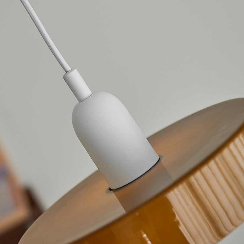 Moderne Mid-Century Eisen Glas Scheibe 1-Licht Pendelleuchte für Wohnzimmer 