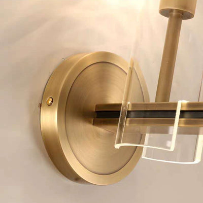 Modern Luxury Brass Glass Cylindrical Candelabra 1/2-Light Wall Sconce Lamp For Living Room
