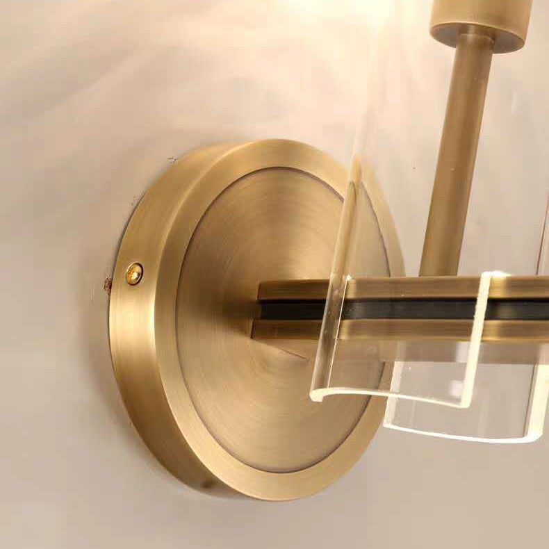 Modern Luxury Brass Glass Cylindrical Candelabra 1/2-Light Wall Sconce Lamp For Living Room