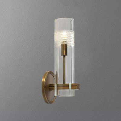 Modern Luxury Brass Glass Cylindrical Candelabra 1/2-Light Wall Sconce Lamp For Living Room