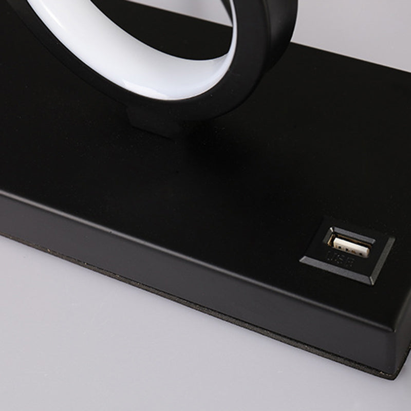 Modern Minimalist Rectangular-Base Multiple Circular Aluminum Iron Silicone LED Desk Lamp For Bedroom