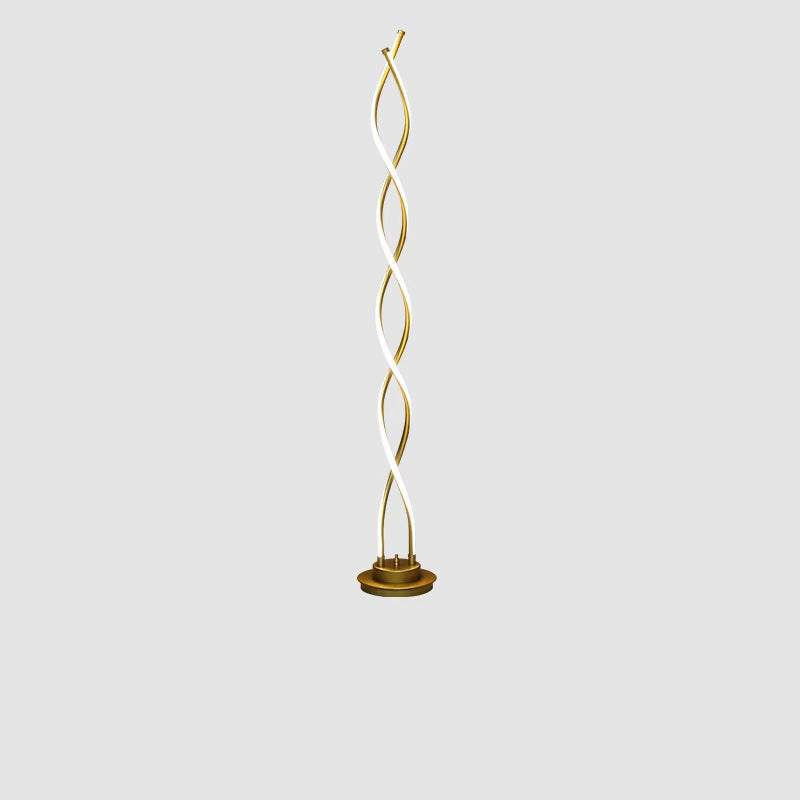 Lampe de sol LED en spirale contemporaine en aluminium, acier au carbone et silicone pour chambre et salon 