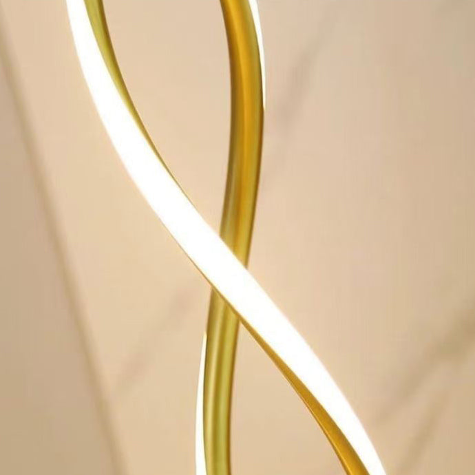 Lampe de sol LED en spirale contemporaine en aluminium, acier au carbone et silicone pour chambre et salon 
