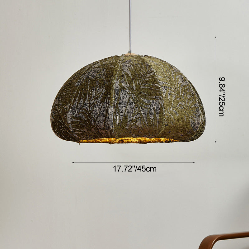 Traditional French Fabric Oval Semi-Dome 6-Light Pendant Light for Dining Room, Bedroom, Living Room