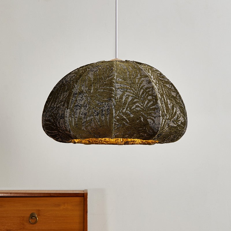 Traditional French Fabric Oval Semi-Dome 6-Light Pendant Light for Dining Room, Bedroom, Living Room