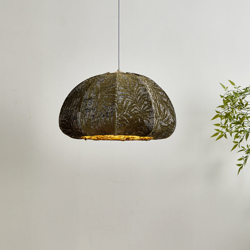 Traditional French Fabric Oval Semi-Dome 6-Light Pendant Light for Dining Room, Bedroom, Living Room