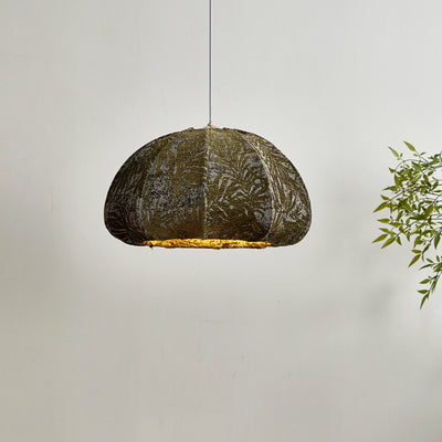 Traditional French Fabric Oval Semi-Dome 6-Light Pendant Light for Dining Room, Bedroom, Living Room