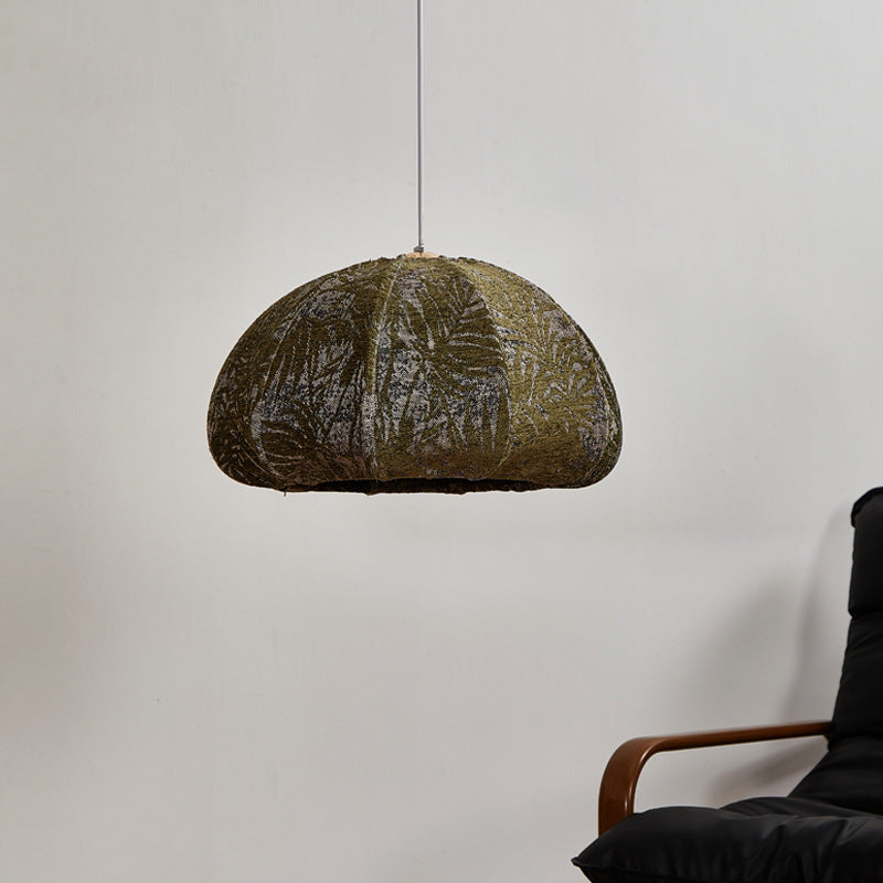 Traditional French Fabric Oval Semi-Dome 6-Light Pendant Light for Dining Room, Bedroom, Living Room
