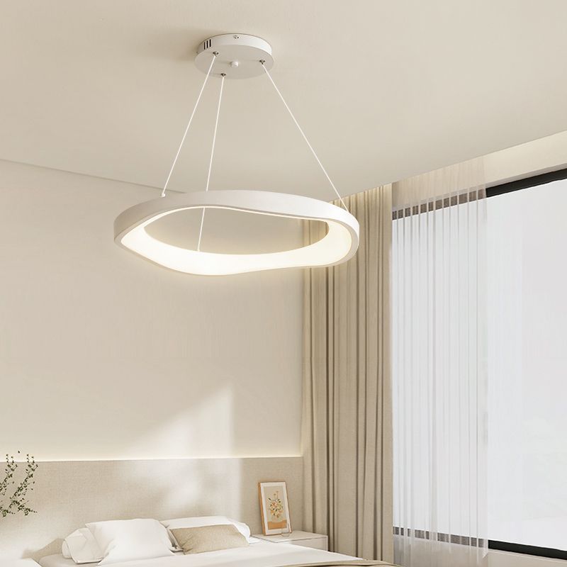 Modern Minimalist Iron & Acrylic Wave Round LED Chandelier for Bedroom & Living Room