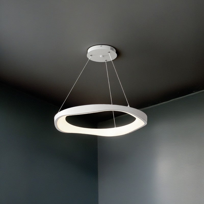 Modern Minimalist Iron & Acrylic Wave Round LED Chandelier for Bedroom & Living Room