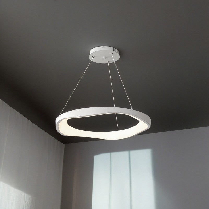 Modern Minimalist Iron & Acrylic Wave Round LED Chandelier for Bedroom & Living Room