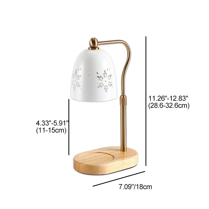 Modern Minimalist Iron &amp; Wood Oval Base Cone Shade 1-Light Melting Wax Table Lamp for Bedroom &amp; Living Room