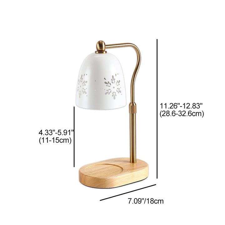 Modern Minimalist Iron &amp; Wood Oval Base Cone Shade 1-Light Melting Wax Table Lamp for Bedroom &amp; Living Room