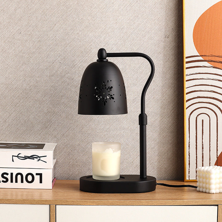Modern Minimalist Iron &amp; Wood Oval Base Cone Shade 1-Light Melting Wax Table Lamp for Bedroom &amp; Living Room