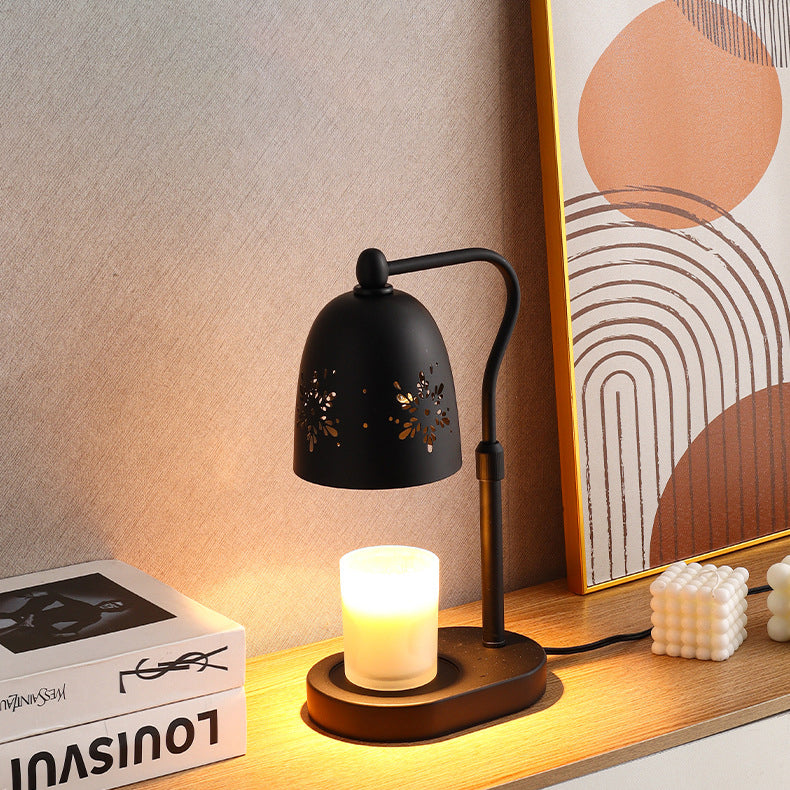Modern Minimalist Iron &amp; Wood Oval Base Cone Shade 1-Light Melting Wax Table Lamp for Bedroom &amp; Living Room