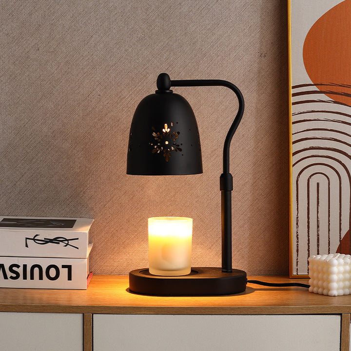 Modern Minimalist Iron &amp; Wood Oval Base Cone Shade 1-Light Melting Wax Table Lamp for Bedroom &amp; Living Room