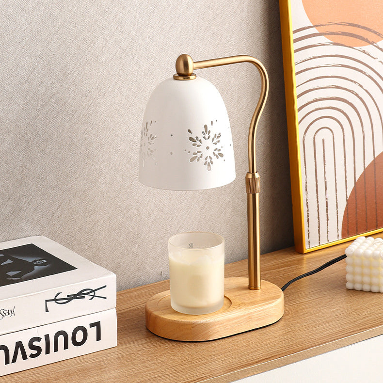 Modern Minimalist Iron &amp; Wood Oval Base Cone Shade 1-Light Melting Wax Table Lamp for Bedroom &amp; Living Room
