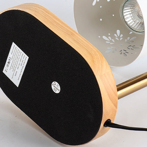 Modern Minimalist Iron &amp; Wood Oval Base Cone Shade 1-Light Melting Wax Table Lamp for Bedroom &amp; Living Room
