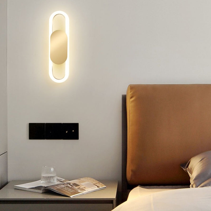 Contemporary Nordic Metal & Silicone Oval LED Wall Sconce Lamp For Bedroom And Living Room