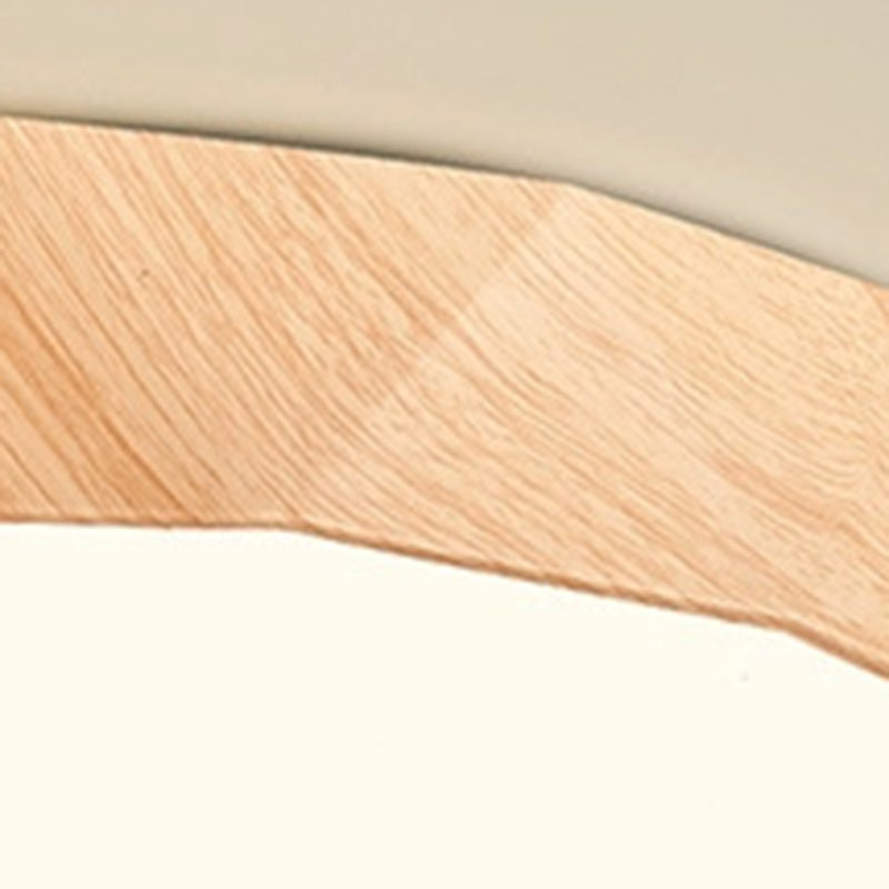 Modern Minimalist Rubber Wood &amp; Acrylic Geometric Round LED Flush Mount Ceiling Light For Bedroom And Living Room