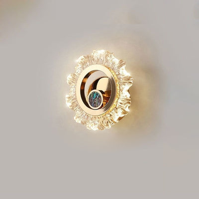 Contemporary Creative Metal & Acrylic Sunflower Round LED Wall Sconce Lamp For Bedroom And Living Room