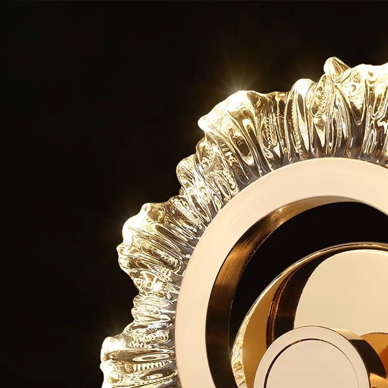 Contemporary Creative Metal &amp; Acrylic Sunflower Round LED Wall Sconce Lamp For Bedroom And Living Room