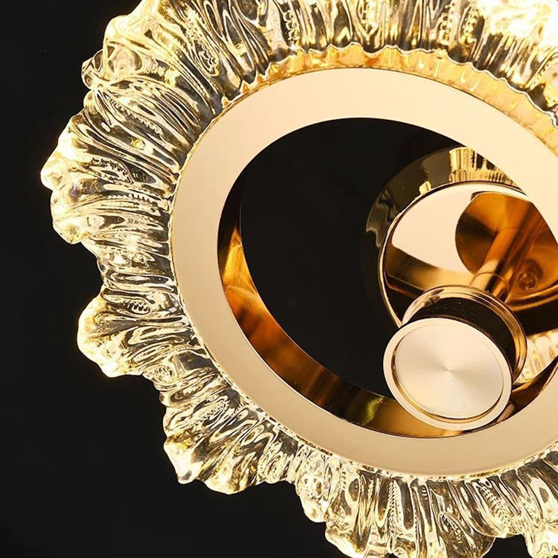 Contemporary Creative Metal &amp; Acrylic Sunflower Round LED Wall Sconce Lamp For Bedroom And Living Room