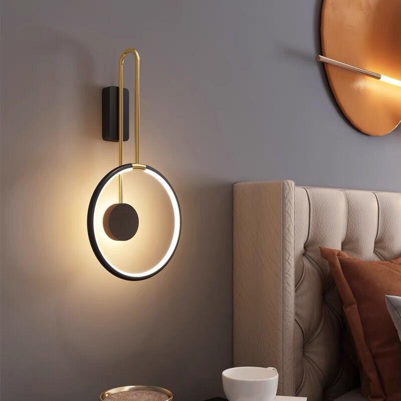 Contemporary Nordic Metal & Acrylic Round LED Wall Sconce Lamp For Bedroom And Living Room