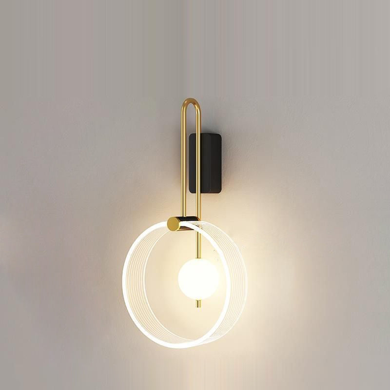 Contemporary Nordic Metal & Acrylic Round LED Wall Sconce Lamp For Bedroom And Living Room