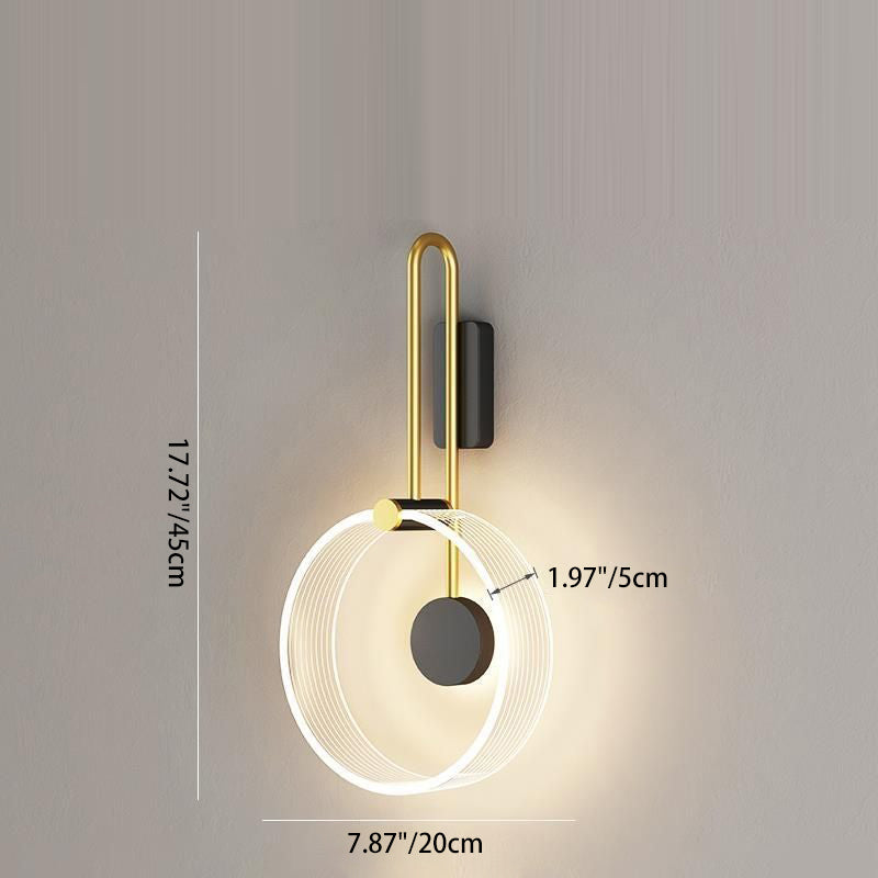 Applique murale LED ronde en métal et acrylique nordique contemporain pour chambre et salon 