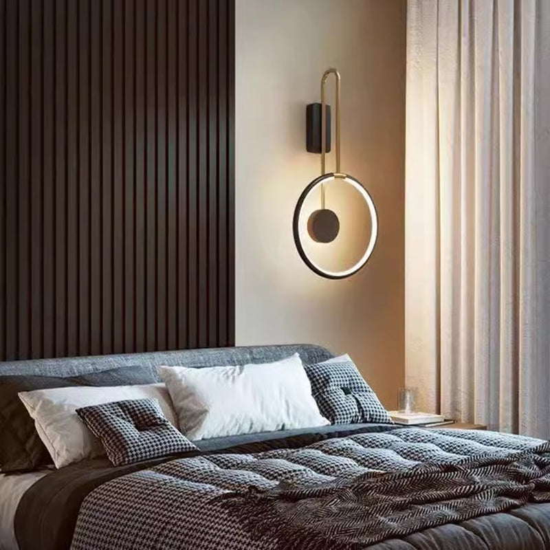 Contemporary Nordic Metal & Acrylic Round LED Wall Sconce Lamp For Bedroom And Living Room