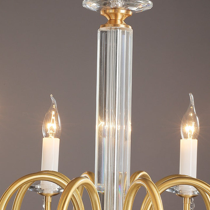 Traditional French Brass &amp; Crystal Candle-Style 6/8/10-Light Chandelier For Bedroom, Living Room, Dining Room