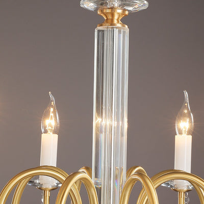 Traditional French Brass & Crystal Candle-Style 6/8/10-Light Chandelier For Bedroom, Living Room, Dining Room