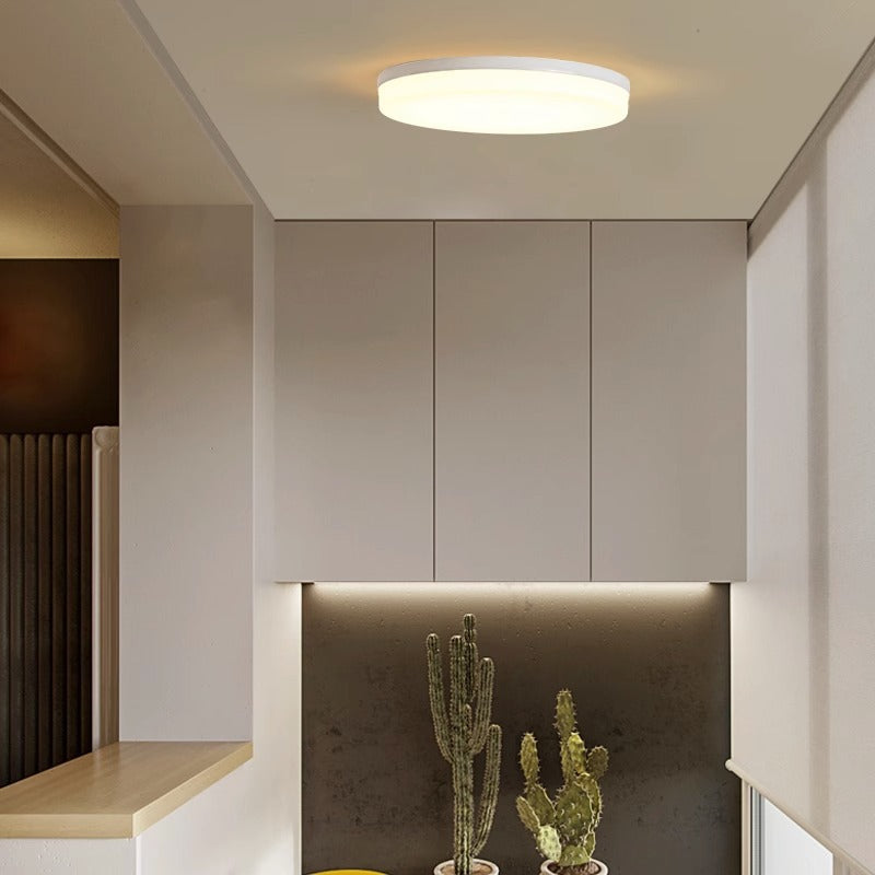 Modern Minimalist PP & PC Round LED Flush Mount Ceiling Light For Bedroom, Living Room, Hallway