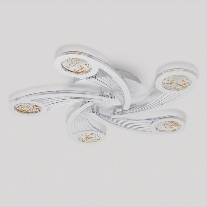 Contemporary Creative Metal &amp; Acrylic Windmill Round LED Semi-Flush Mount Ceiling Light For Bedroom Living Room