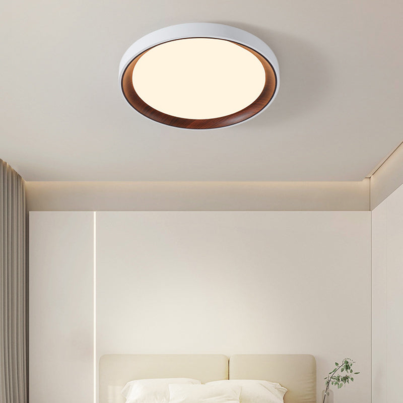 Modern Minimalist Iron & Acrylic Round LED Flush Mount Ceiling Light For Bedroom & Living Room