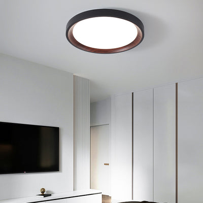 Modern Minimalist Iron & Acrylic Round LED Flush Mount Ceiling Light For Bedroom & Living Room