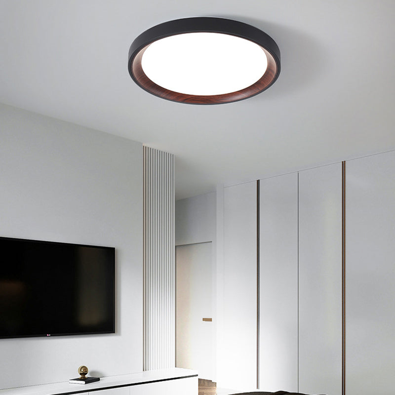 Modern Minimalist Iron & Acrylic Round LED Flush Mount Ceiling Light For Bedroom & Living Room