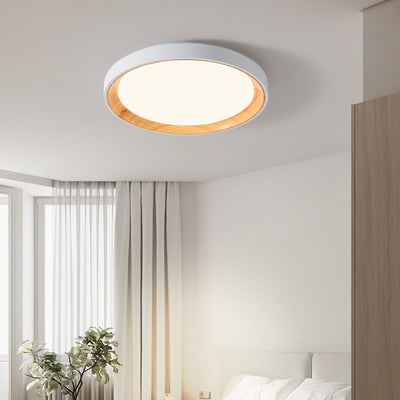 Modern Minimalist Iron & Acrylic Round LED Flush Mount Ceiling Light For Bedroom & Living Room